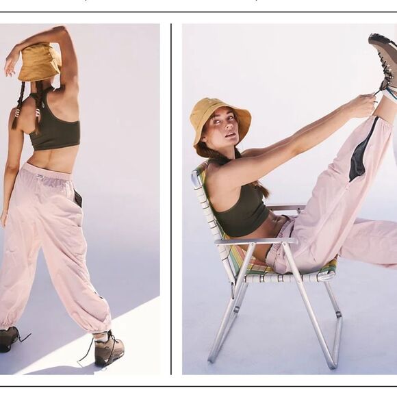 NWT FREE PEOPLE Movement Three Pointer Track Pants Zip Up Pink Salt Dark Slate - Picture 2 of 8